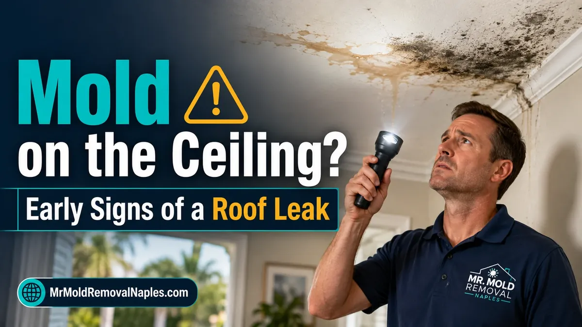 Mold on ceiling from roof leak: early signs and what to do for Naples homeowners